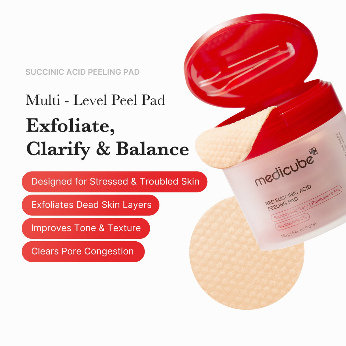 Red Succinic Acid Panthenol Pads N6